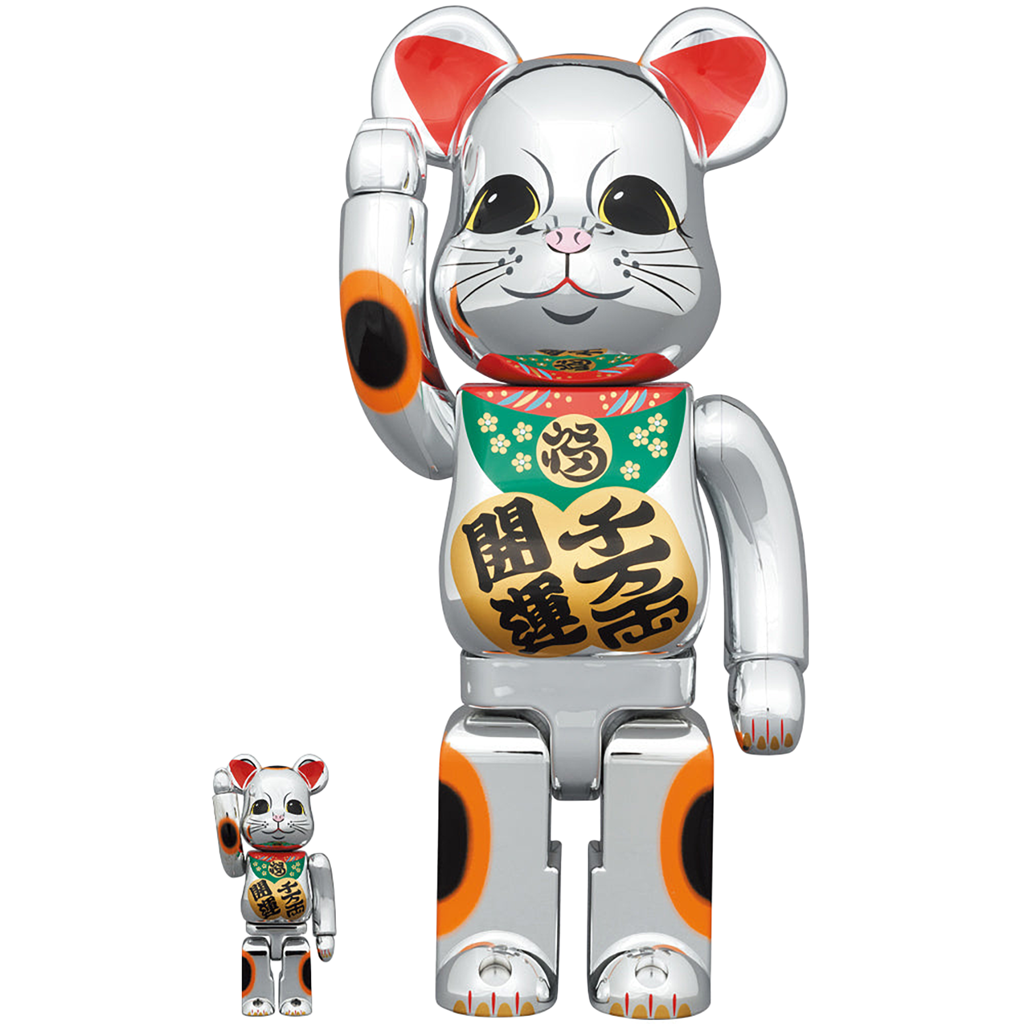 BE@RBRICK 招财猫好运一千万两镀银 100% 和 400%