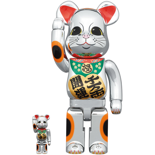 BE@RBRICK 招财猫好运一千万两镀银 100% 和 400%