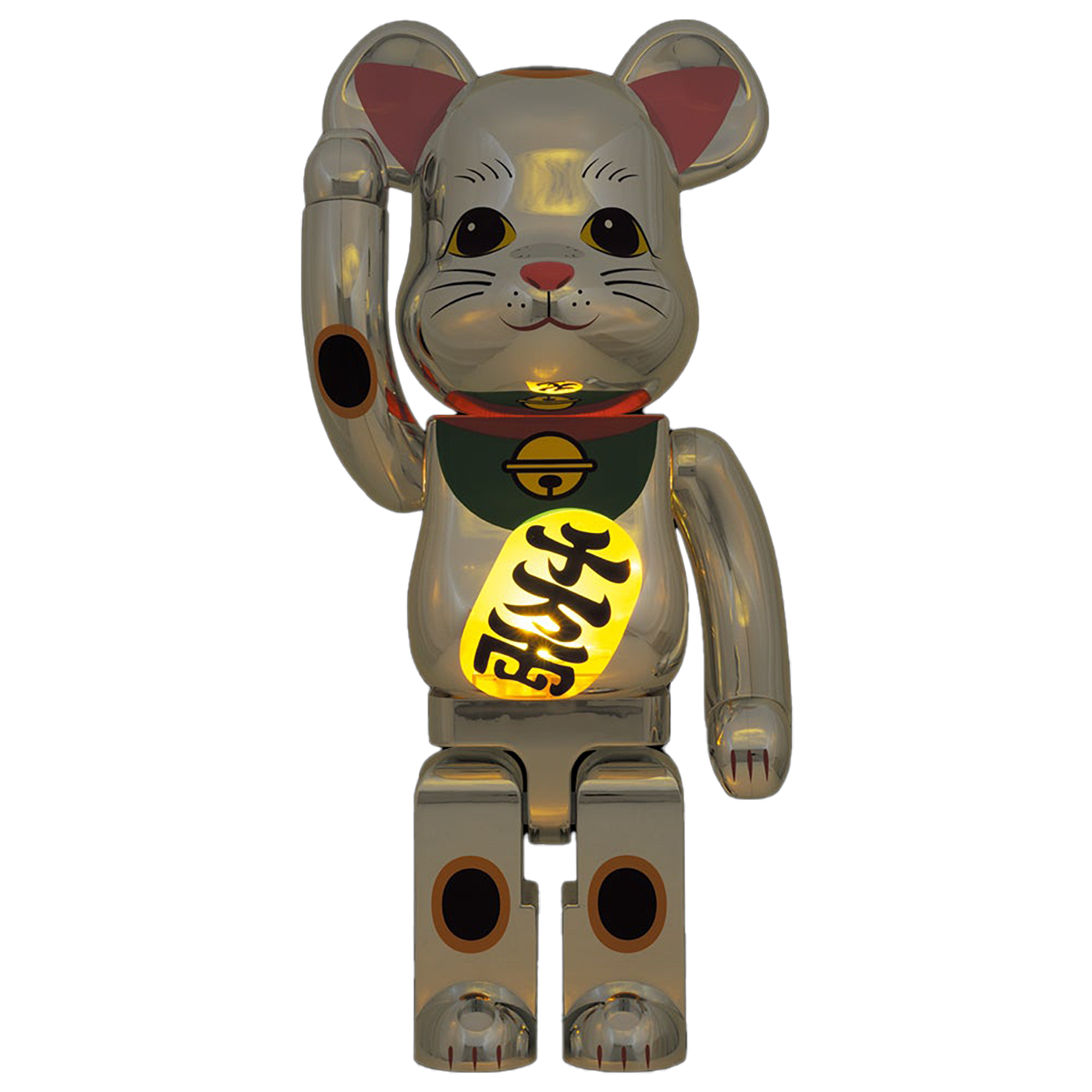 BE@RBRICK Maneki Neko Silver Plated Luminous 1000% 