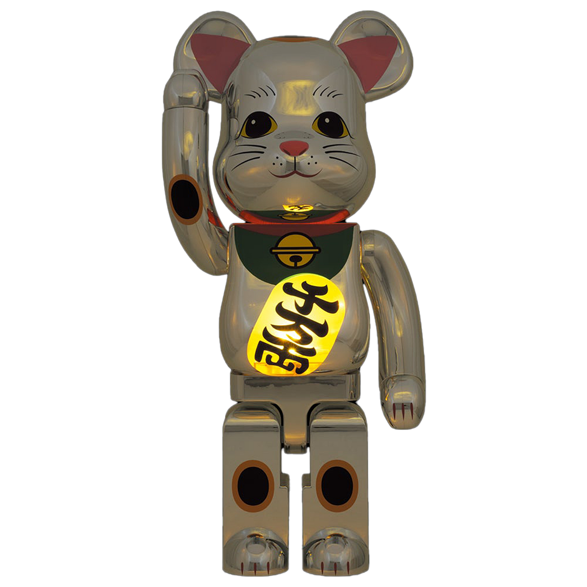 BE@RBRICK Maneki Neko Silver Plated Luminous 1000% 