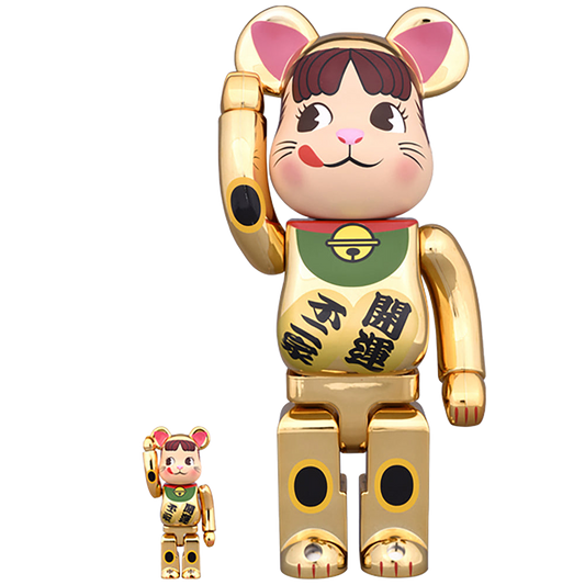 BE@RBRICK 招き猫 ペコちゃん 金メッキ 100％ & 400％