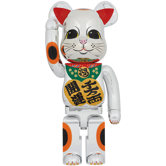 BE@RBRICK Manekineko Good Luck Ten Million Ryo Silver Plated 1000％
