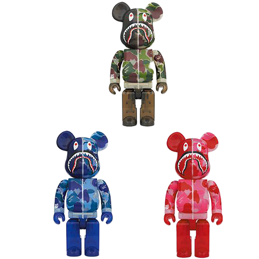 BE@RBRICK 透明 ABC 迷彩鲨鱼 100% 和 400%