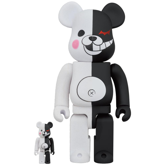 BE@RBRICK Monokuma Rubber Coat & Flocky Ver. 100% & 400%