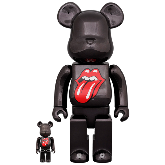 BE@RBRICK The Rolling Stones Lips & Tongue BLACK CHROME Ver. 100％ & 400％