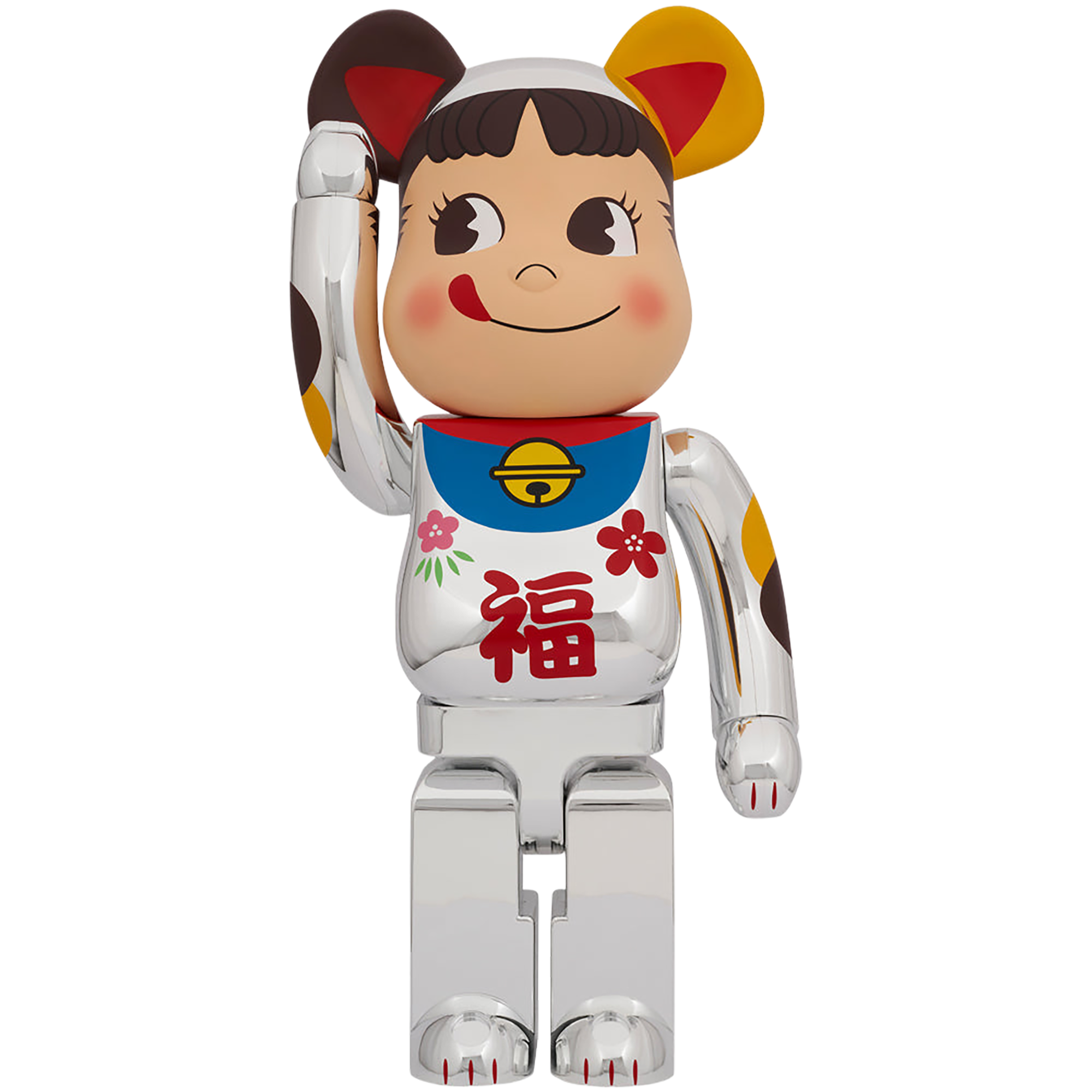 BE@RBRICK Manekineko Peko-chan Good Luck Silver Plated 1000％
