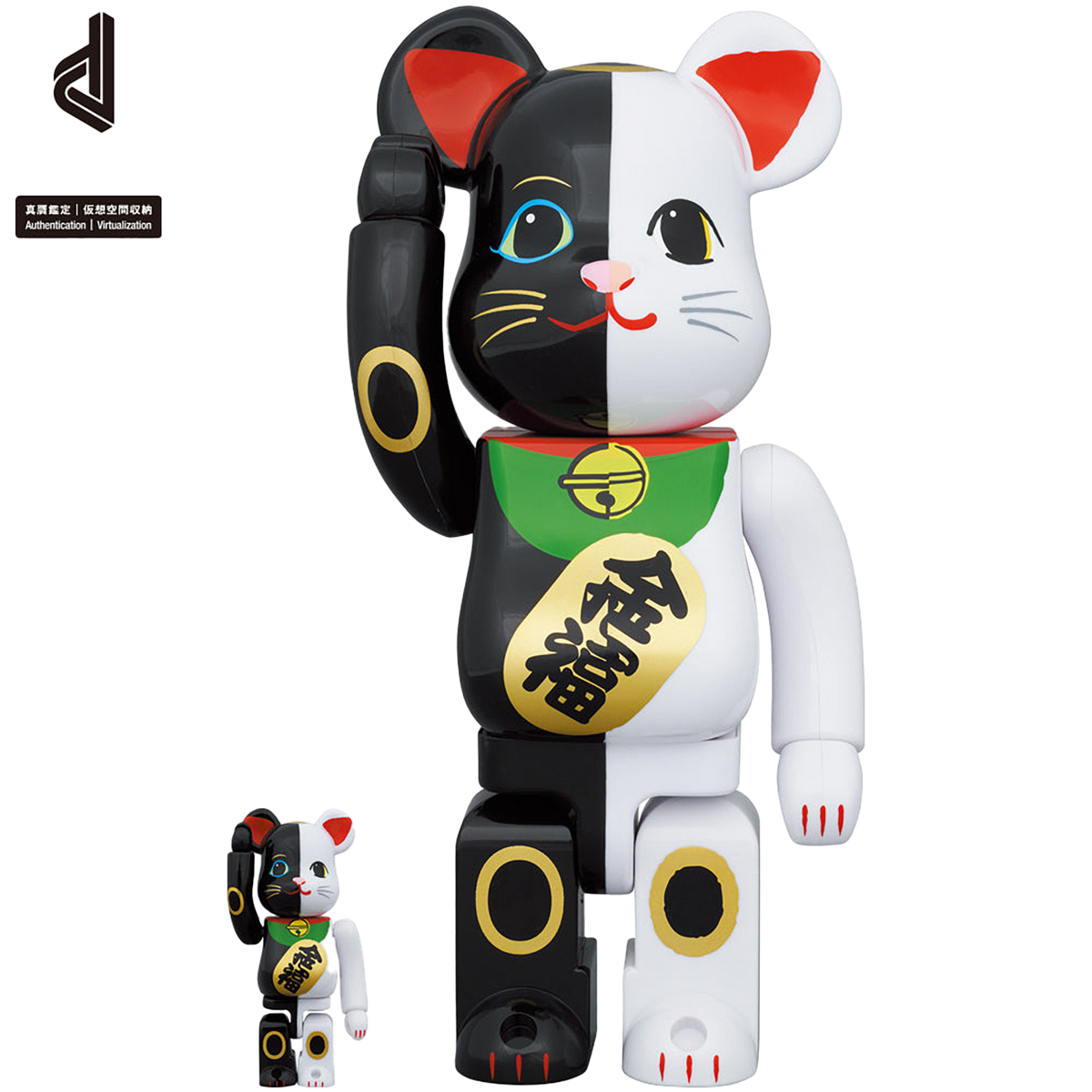 BE@RBRICK Maneki Neko Good Luck Black x Gold Fortune White 100% & 400%