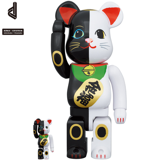 BE@RBRICK 招财猫招财黑 × 财运白 100% & 400%