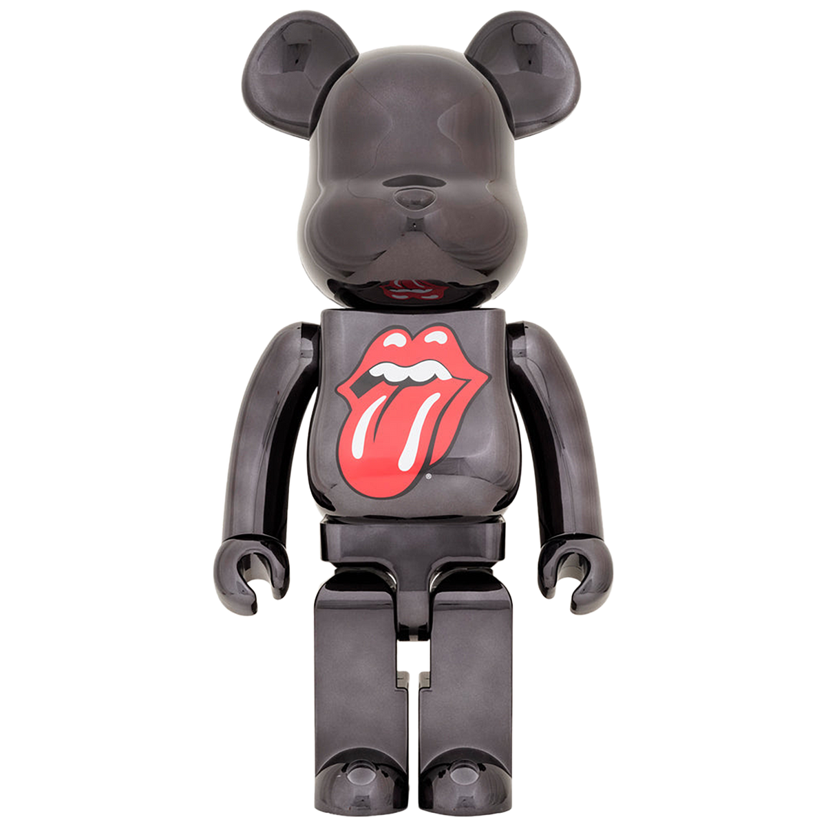 BE@RBRICK The Rolling Stones Lips & Tongue BLACK CHROME Ver.1000％