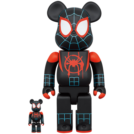 BE@RBRICK 《蜘蛛侠：平行宇宙》蜘蛛侠（迈尔斯·莫拉莱斯）100% 和 400%