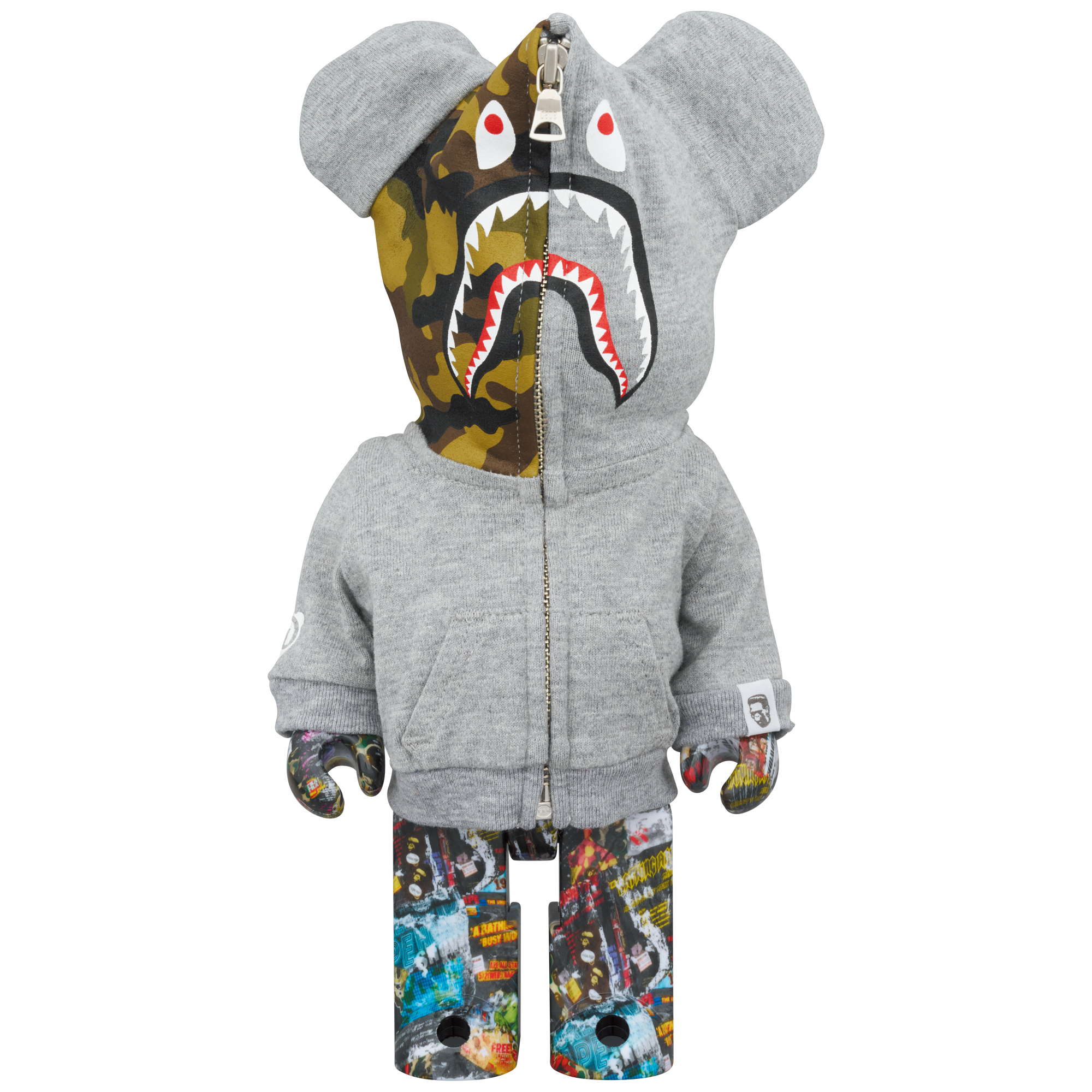 BE@RBRICK BAPE(R) LEGACY CAMO SHARK GRAY／RED／NAVY 100％ & 400％ 3 PCS SET
