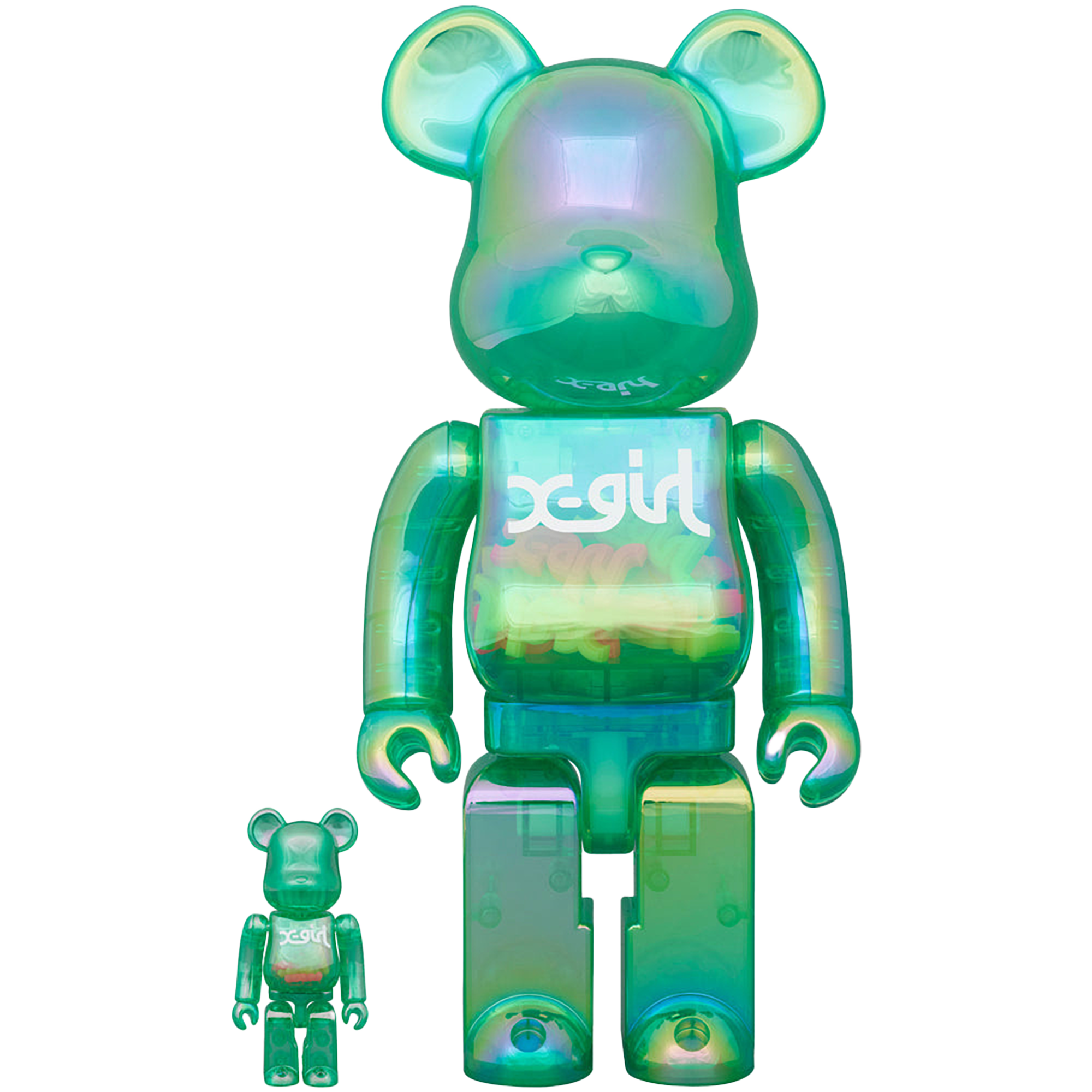 BE@RBRICK X-girl CLEAR GREEN Ver. 100％ & 400％