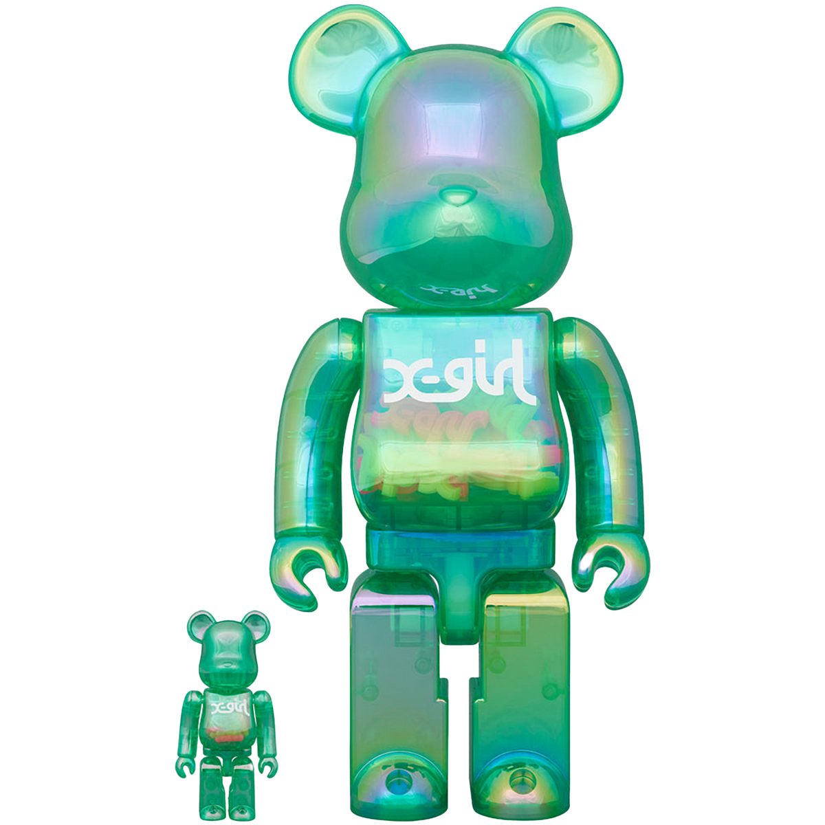 BE@RBRICK X-girl CLEAR GREEN Ver. 100％ & 400％