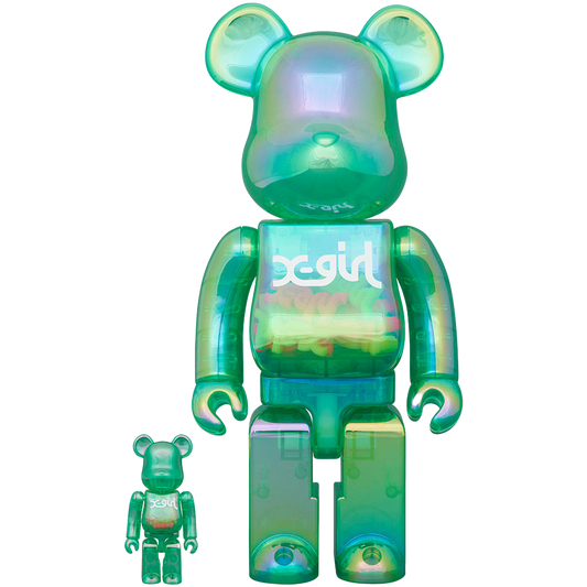 BE@RBRICK X-girl 透明绿 Ver. 100% 和 400%