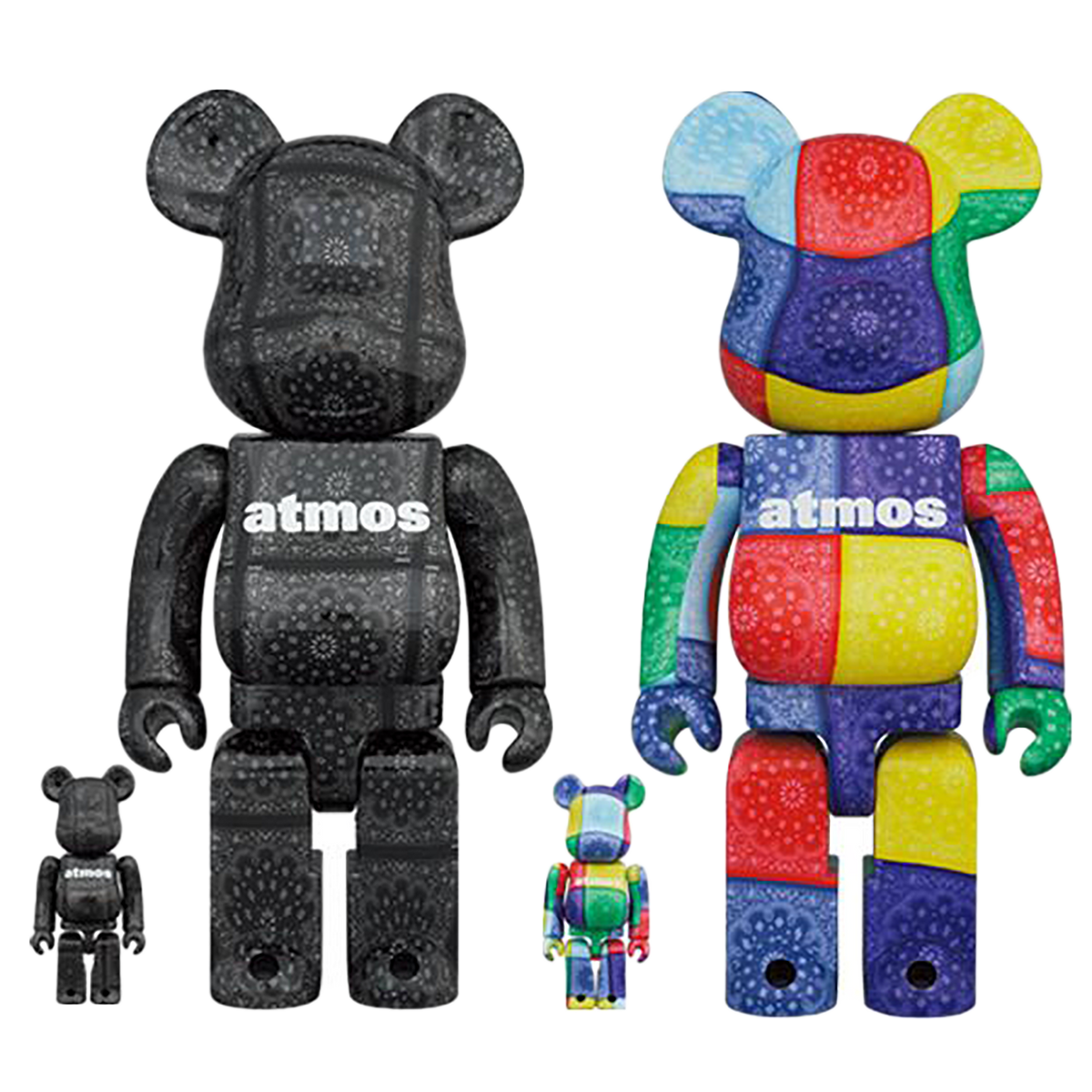 BE@RBRICK atmos BANDANA 100％ & 400％ BLACK／MULTI