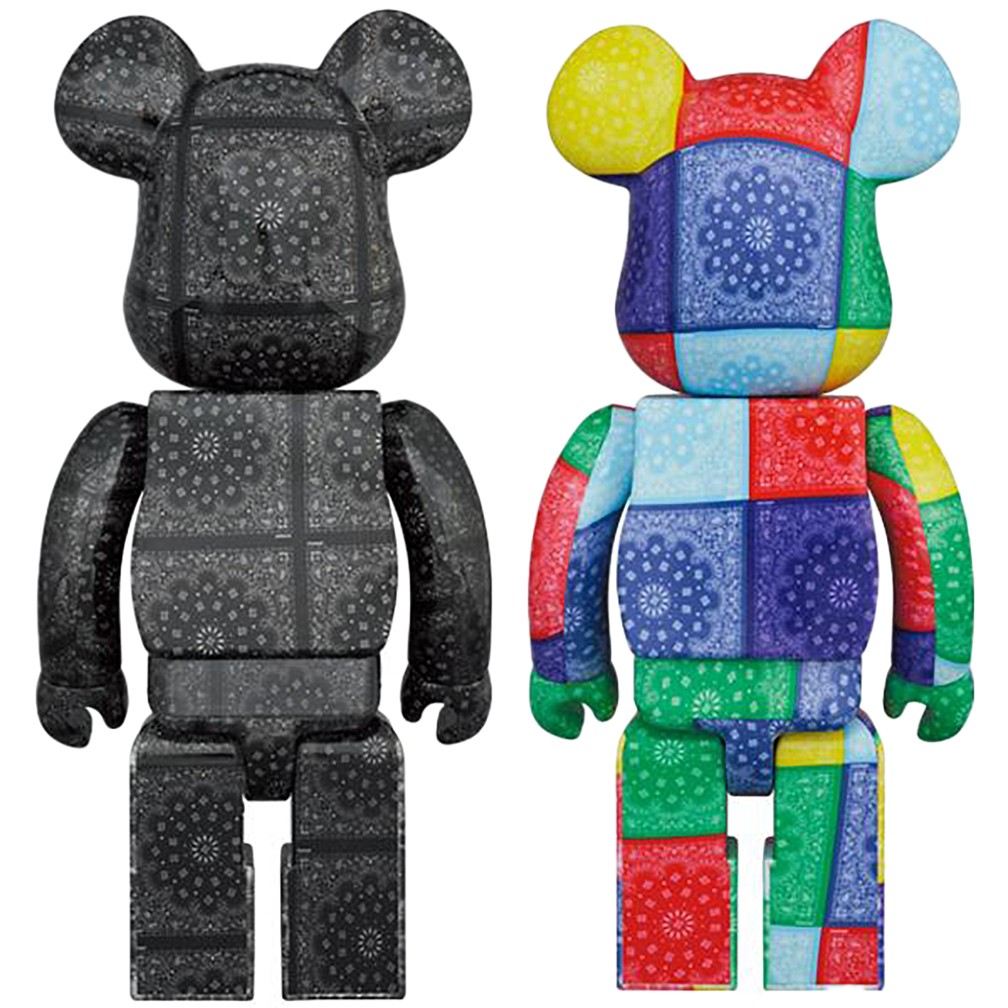 BE@RBRICK atmos BANDANA 100％ & 400％ BLACK／MULTI