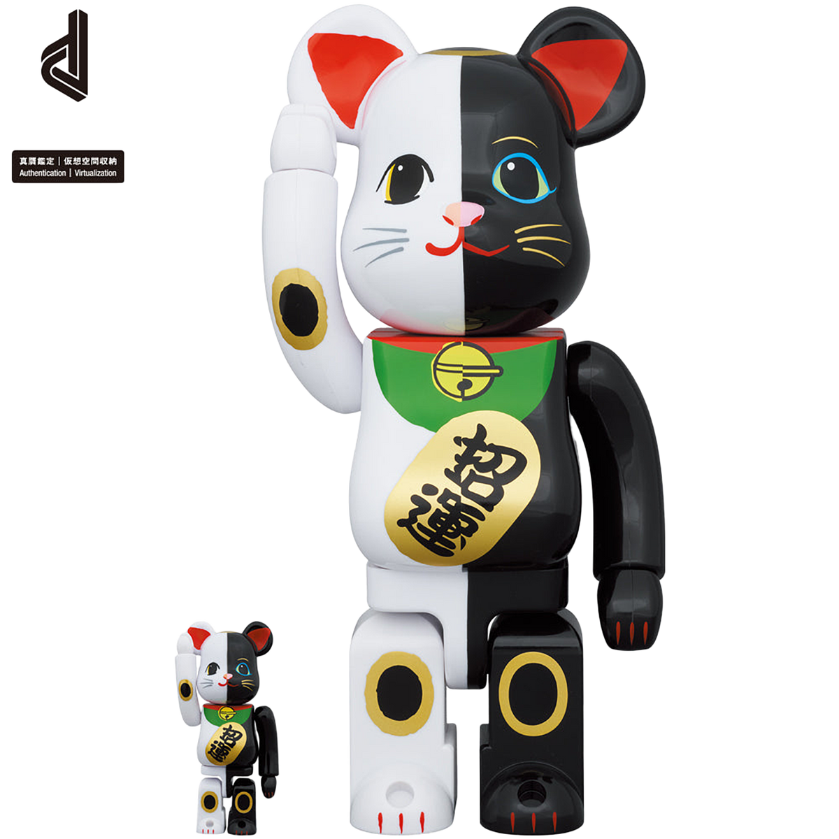 BE@RBRICK Maneki Neko Gold Fortune White x Good Luck Black 100% & 400%