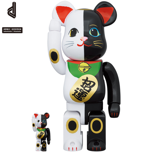BE@RBRICK 招财猫财运白 × 招财黑 100% & 400%