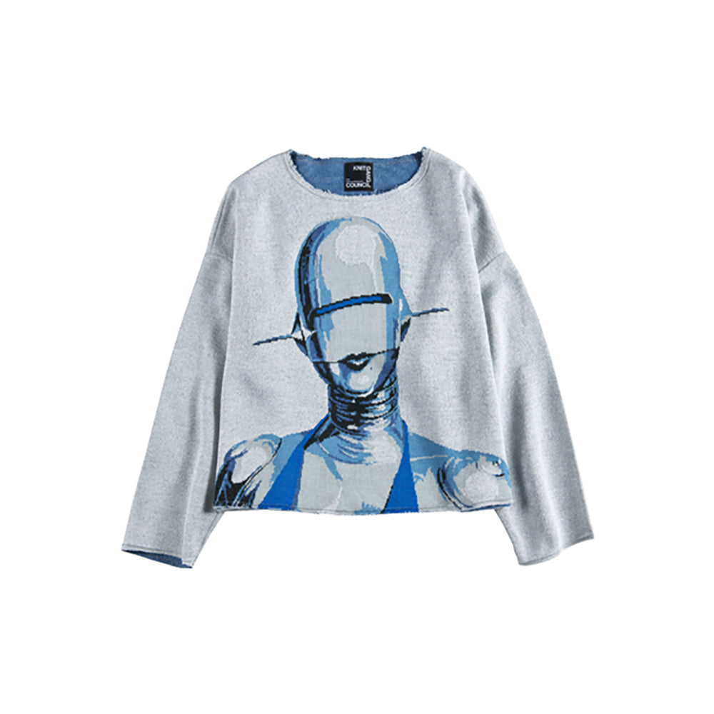 KNIT GANG COUNCIL CREW NECK SWEATER "SEXY ROBOT"_2