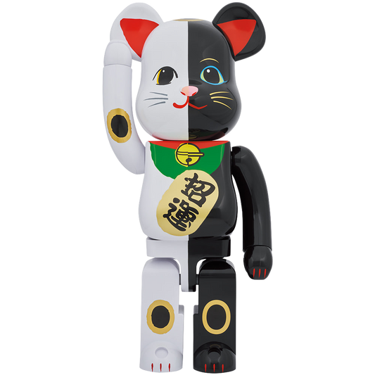 BE@RBRICK Maneki Neko Gold Fortune White x Good Luck Black 1000%