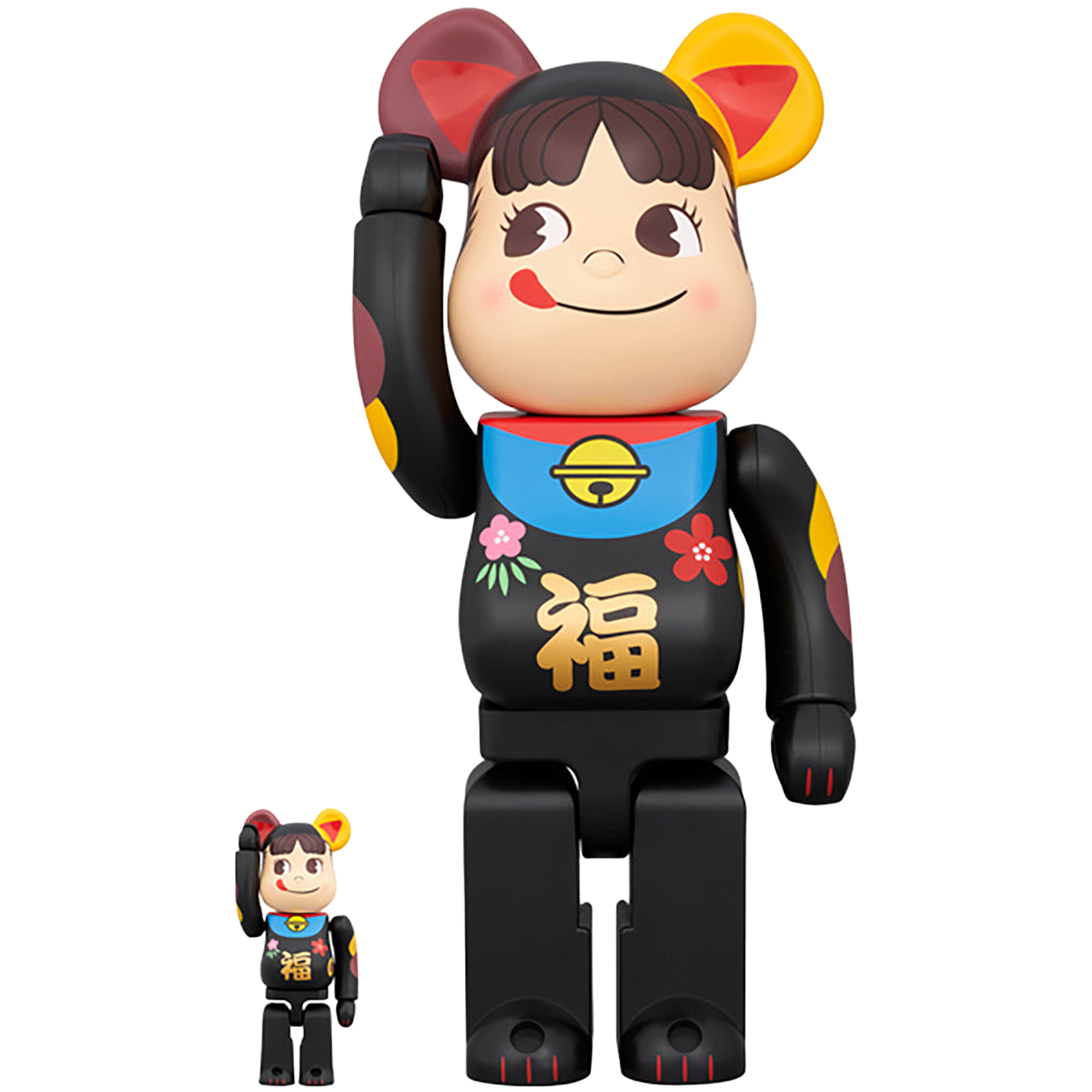 BE@RBRICK 招き猫 ペコちゃん 福 黒 100％ & 400％