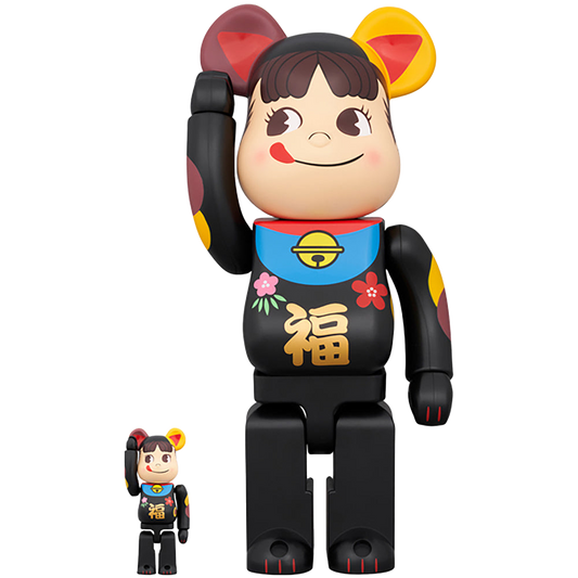 BE@RBRICK 招き猫 ペコちゃん 福 黒 100％ & 400％