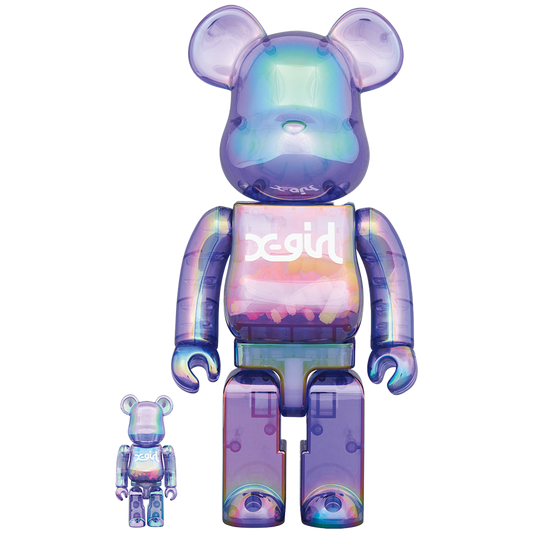BE@RBRICK X-girl CLEAR PURPLE 100％ & 400％