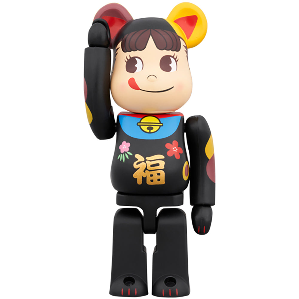 BE@RBRICK 招き猫 ペコちゃん 福 黒 100％ & 400％_1