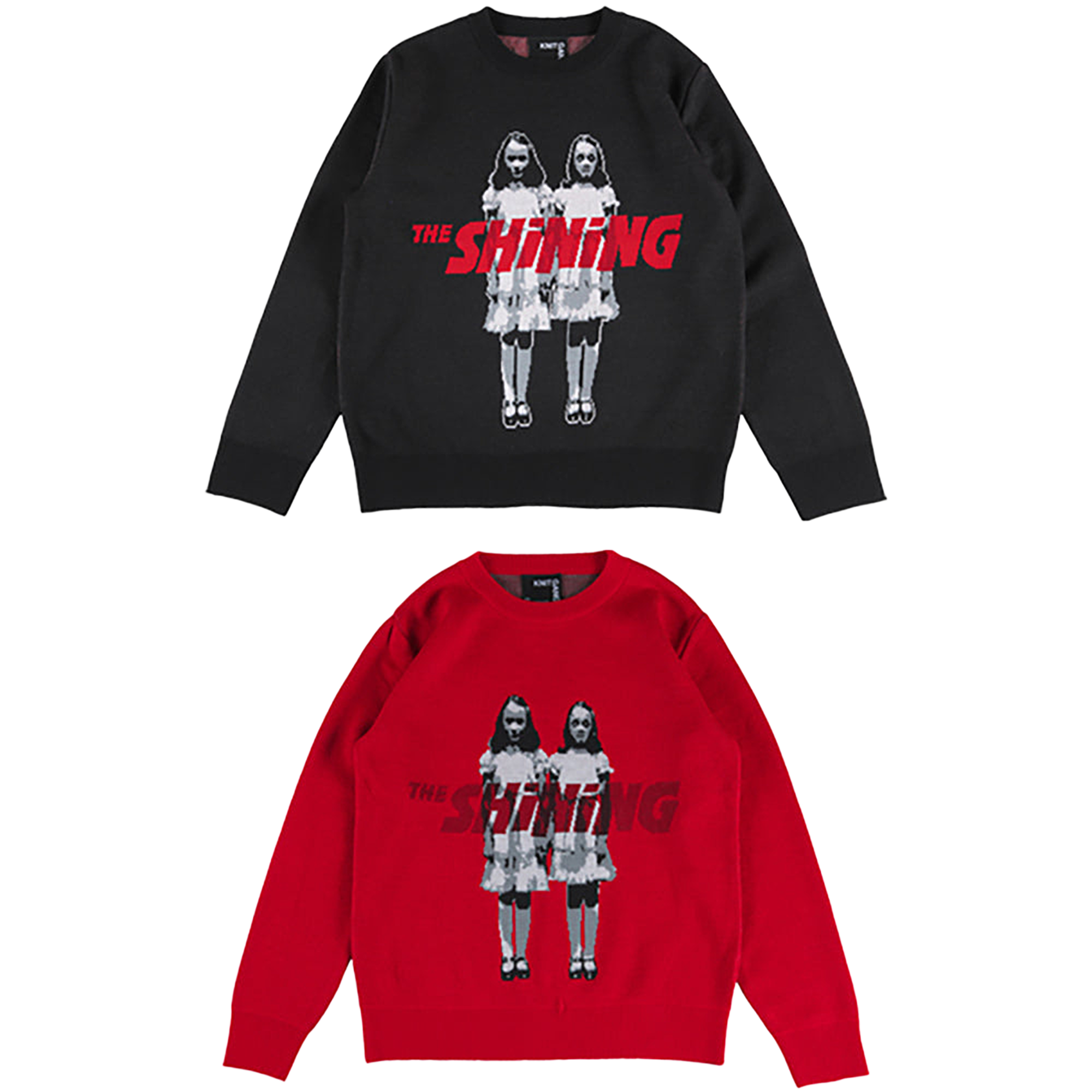 KNIT GANG COUNCIL "THE SHINING" CREW NECK SWEATER "TWINS" BLACK／RED
