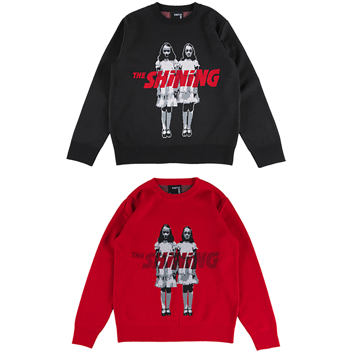 KNIT GANG COUNCIL "THE SHINING" CREW NECK SWEATER "TWINS" BLACK／RED