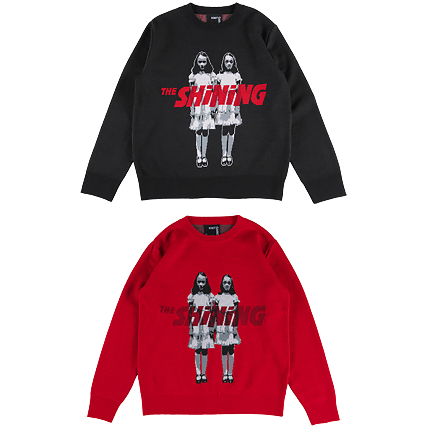 KNIT GANG COUNCIL "THE SHINING" CREW NECK SWEATER "TWINS" BLACK／RED