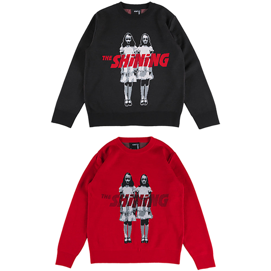 KNIT GANG COUNCIL "THE SHINING" CREW NECK SWEATER "TWINS" BLACK／RED