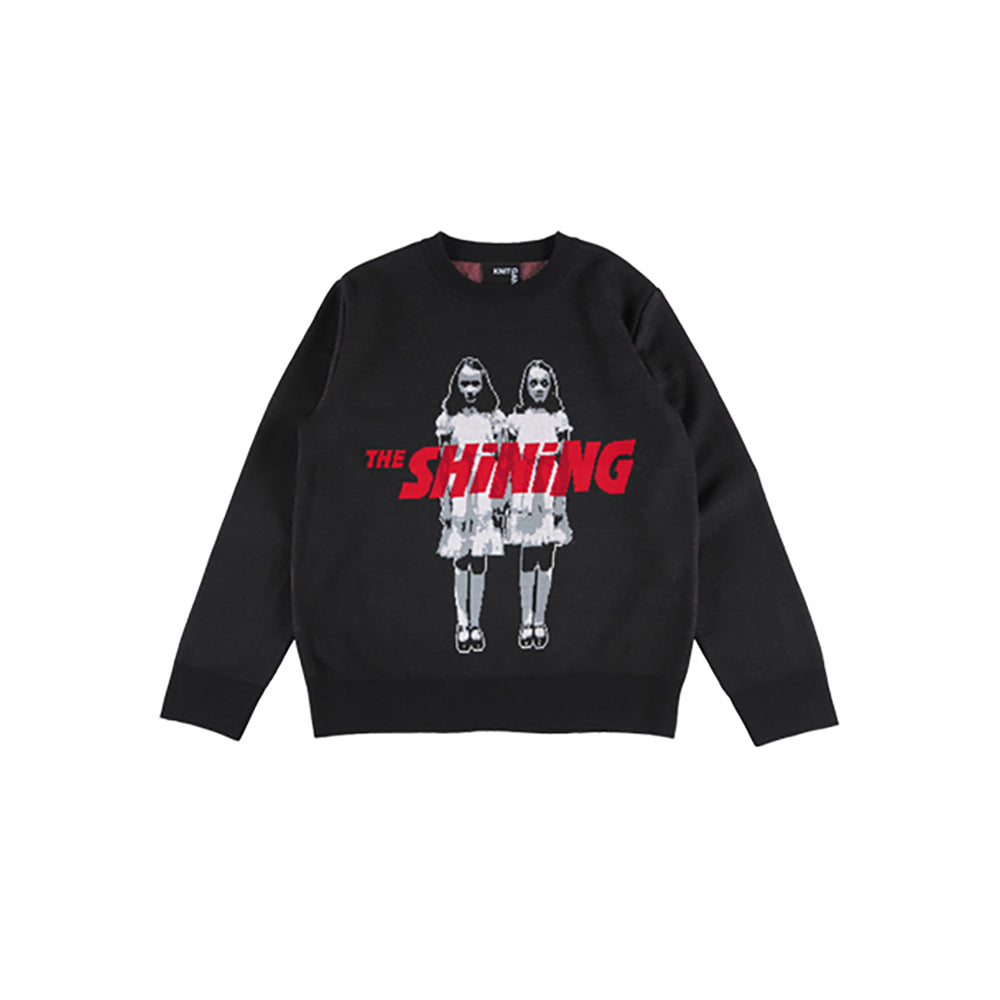 KNIT GANG COUNCIL "THE SHINING" CREW NECK SWEATER "TWINS" BLACK／RED_1