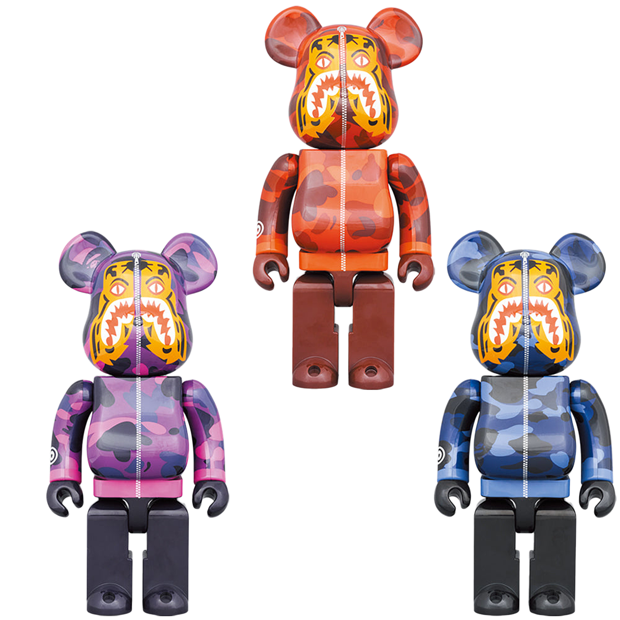 BE@RBRICK BAPE(R) CAMO TIGER 100％ & 400％ ［RED／PURPLE／BLUE］