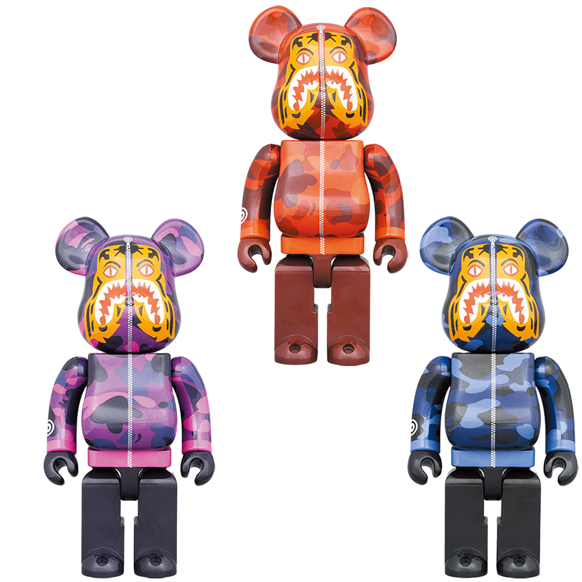 BE@RBRICK BAPE(R) CAMO TIGER 100％ & 400％ ［RED／PURPLE／BLUE］