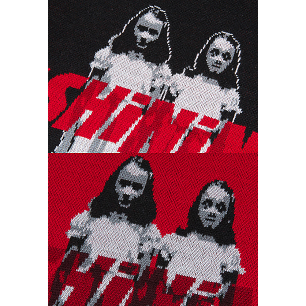 KNIT GANG COUNCIL "THE SHINING" CREW NECK SWEATER "TWINS" BLACK／RED_3