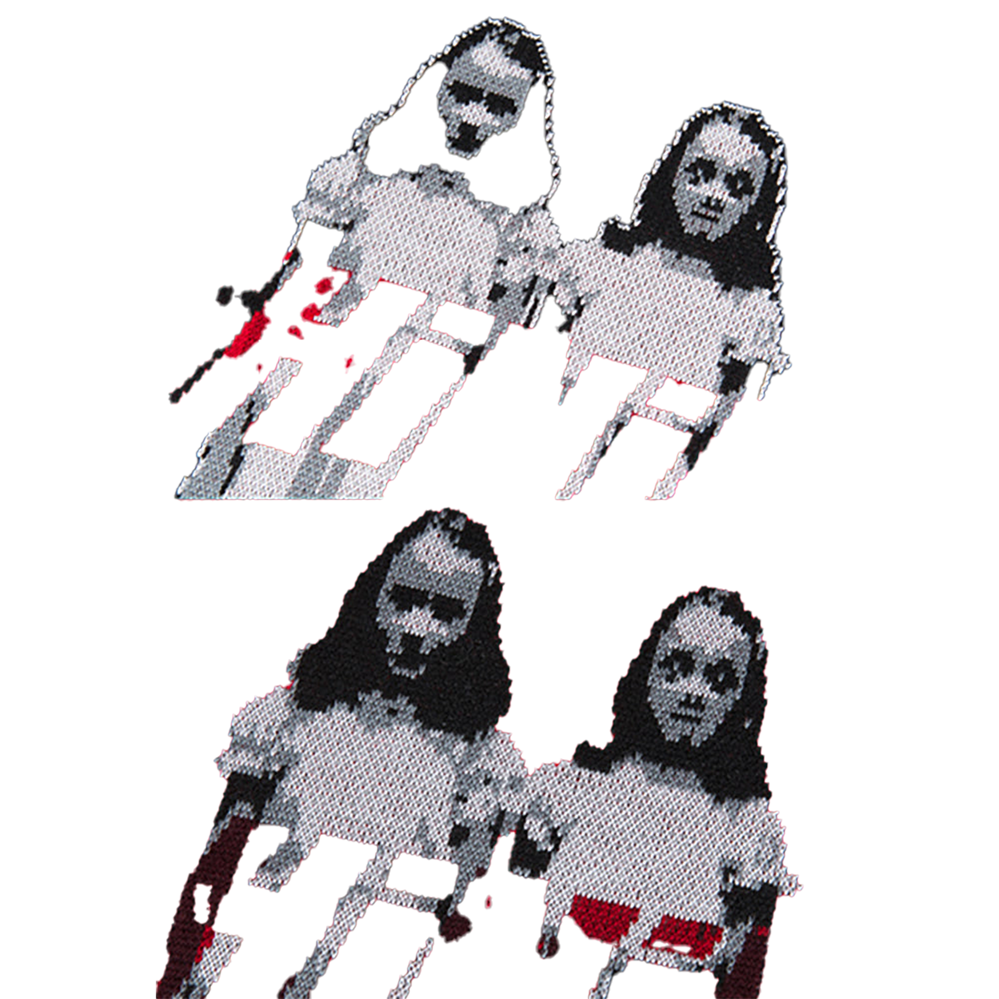 KNIT GANG COUNCIL "THE SHINING" CREW NECK SWEATER "TWINS" BLACK／RED