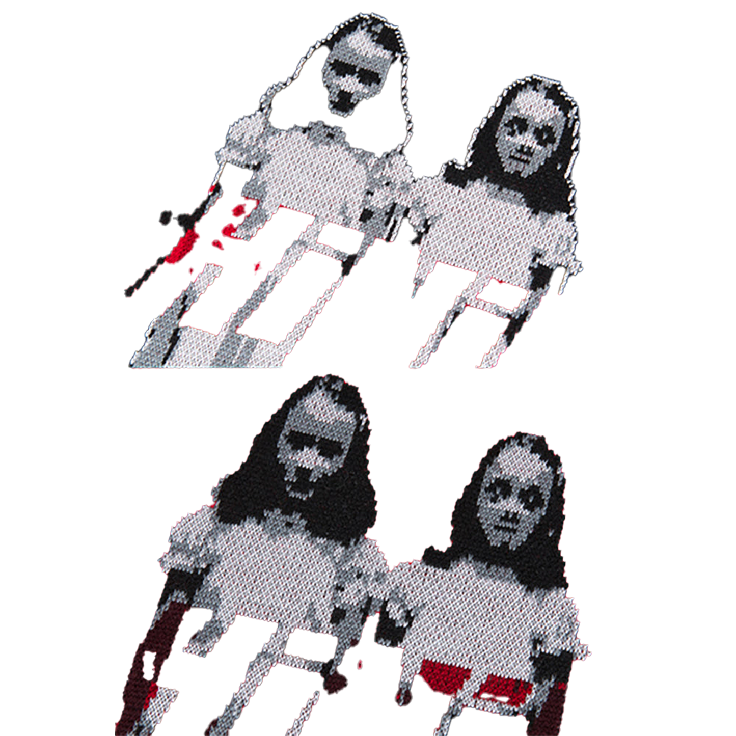 KNIT GANG COUNCIL "THE SHINING" CREW NECK SWEATER "TWINS" BLACK／RED
