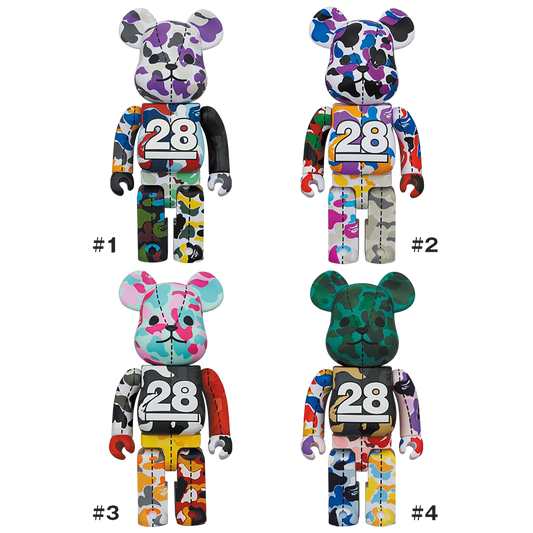 BE@RBRICK BAPE(R) 迷彩 28 周年纪念多色 400%