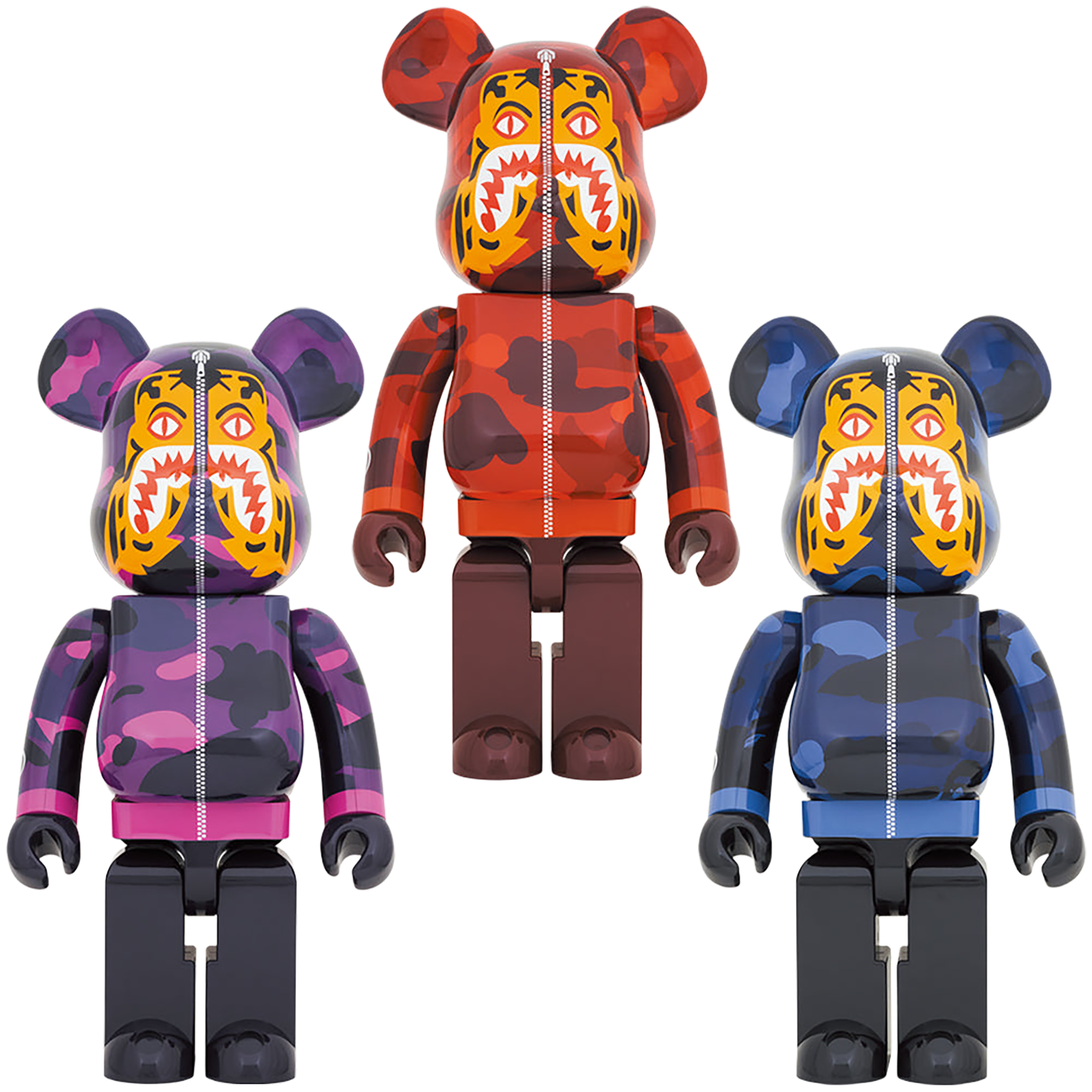 BE@RBRICK BAPE(R) 迷彩老虎 1000% [红/紫/蓝]