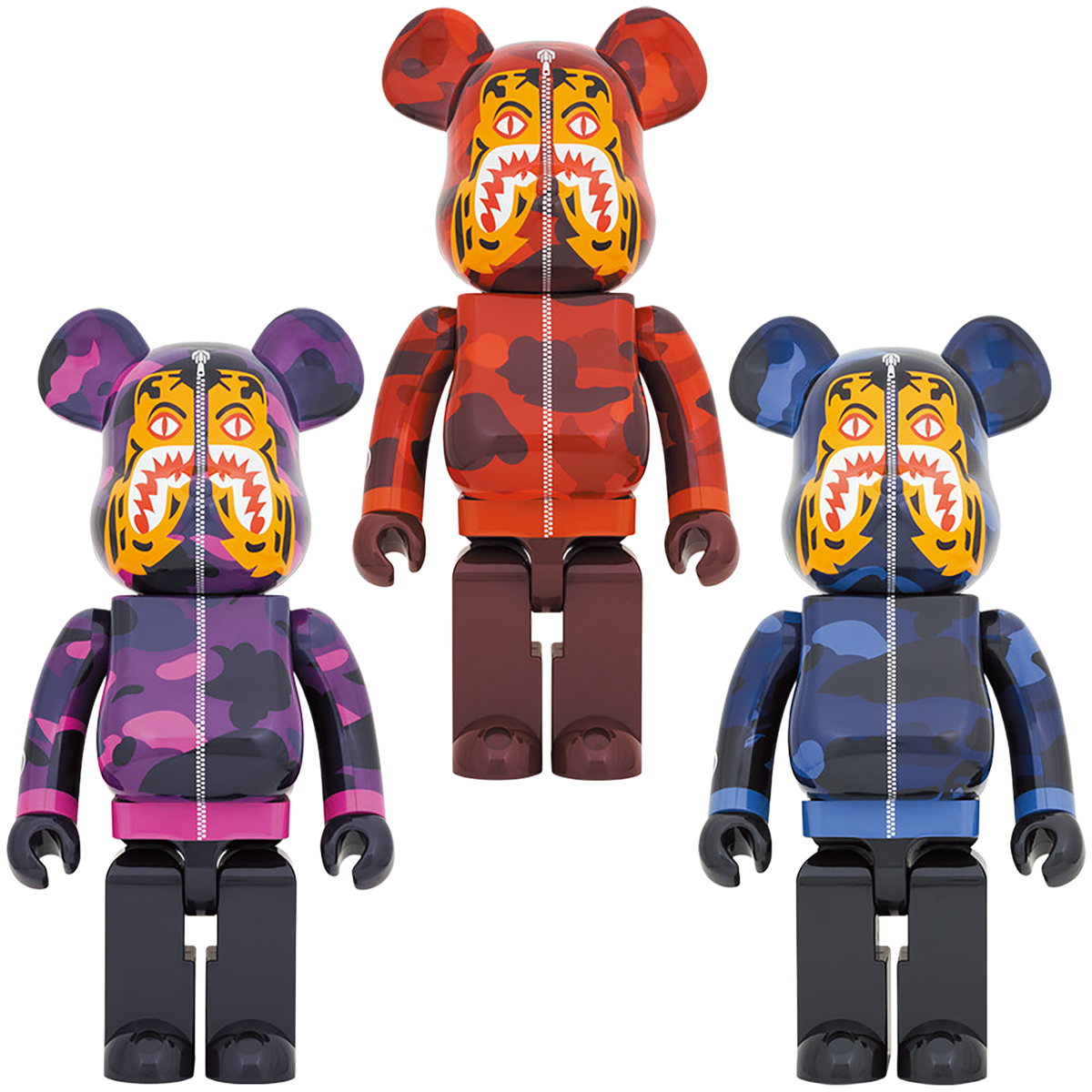BE@RBRICK BAPE(R) 迷彩老虎 1000% [红/紫/蓝]