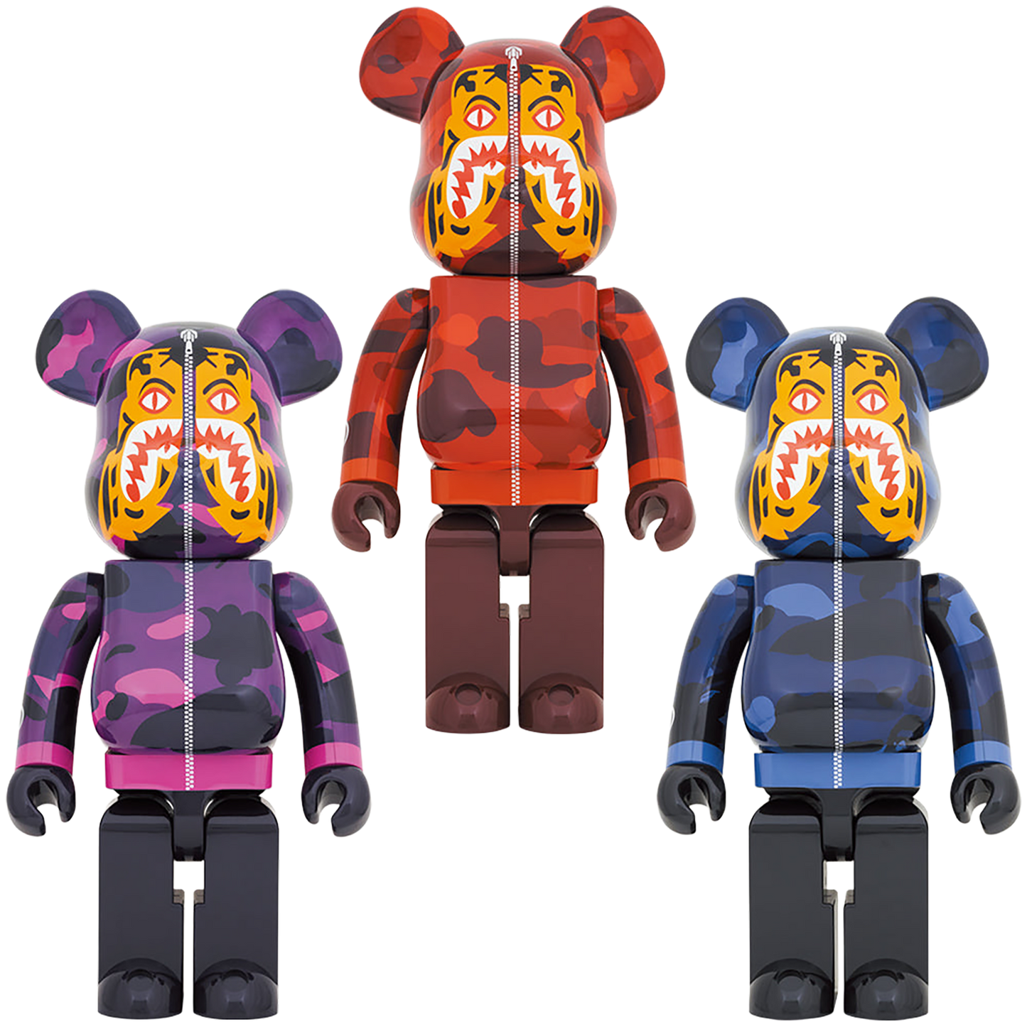 BE@RBRICK BAPE(R) 迷彩老虎 1000% [红/紫/蓝]