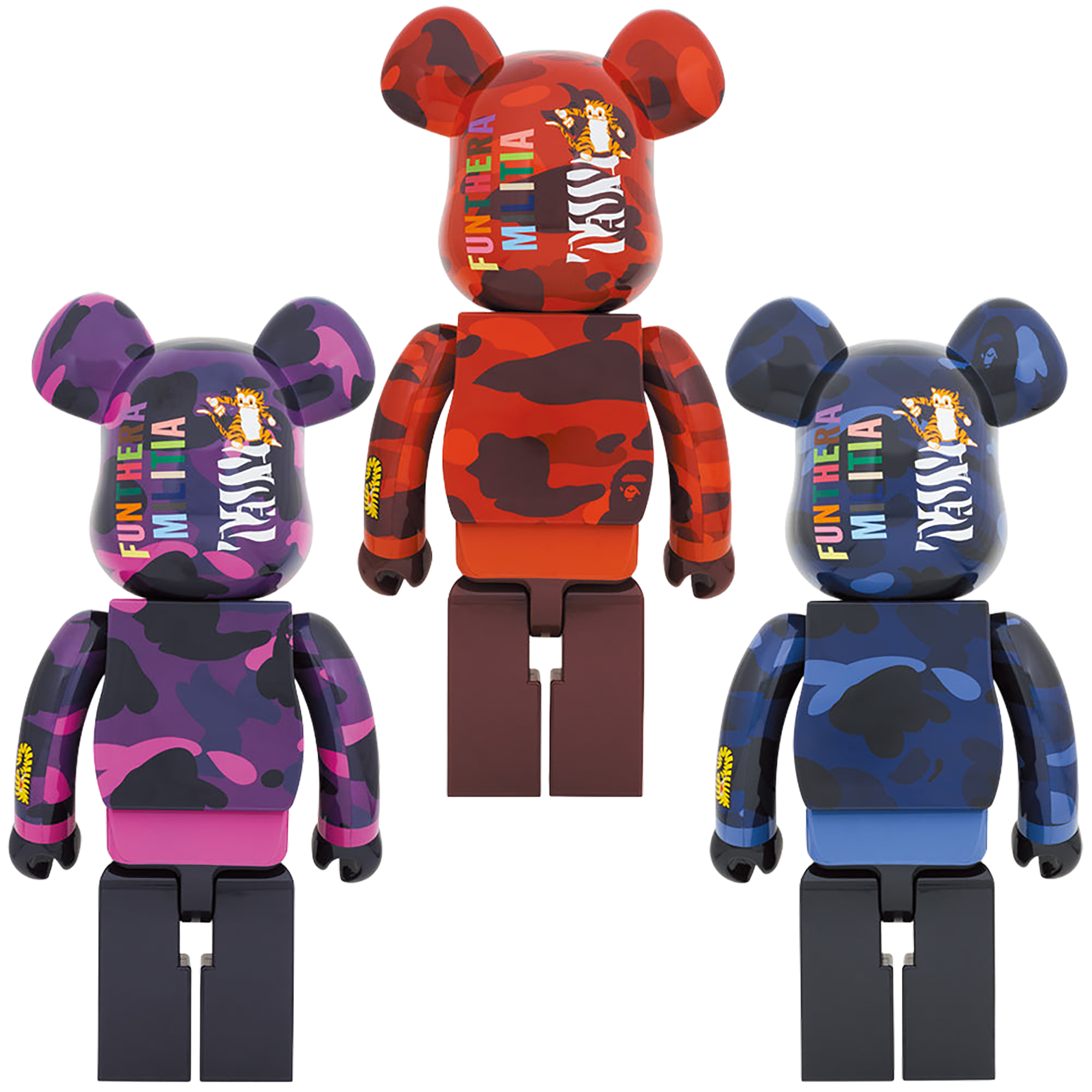 BE@RBRICK BAPE(R) 迷彩老虎 1000% [红/紫/蓝]