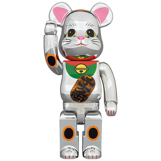  BE@RBRICK Maneki Neko Silver Plated luminous 400%