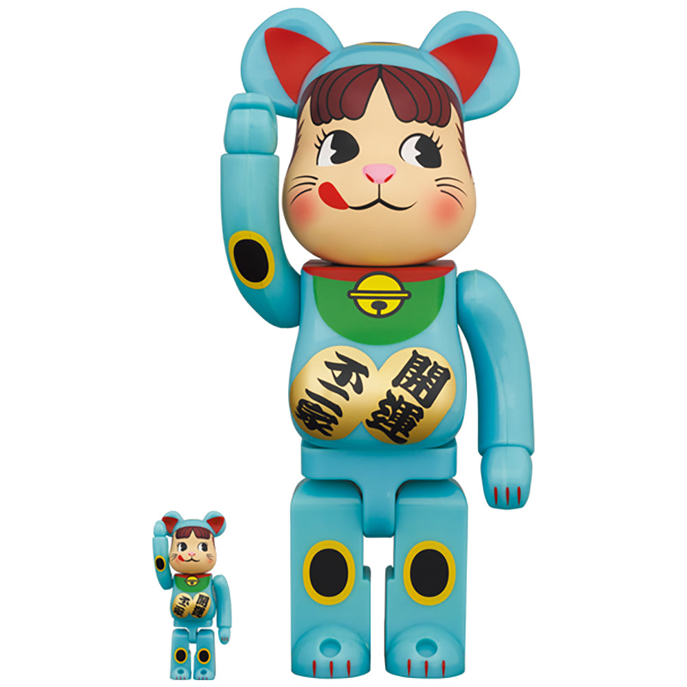 BE@RBRICK 招き猫 ペコちゃん 青蓄光 100％ ＆ 400％_0