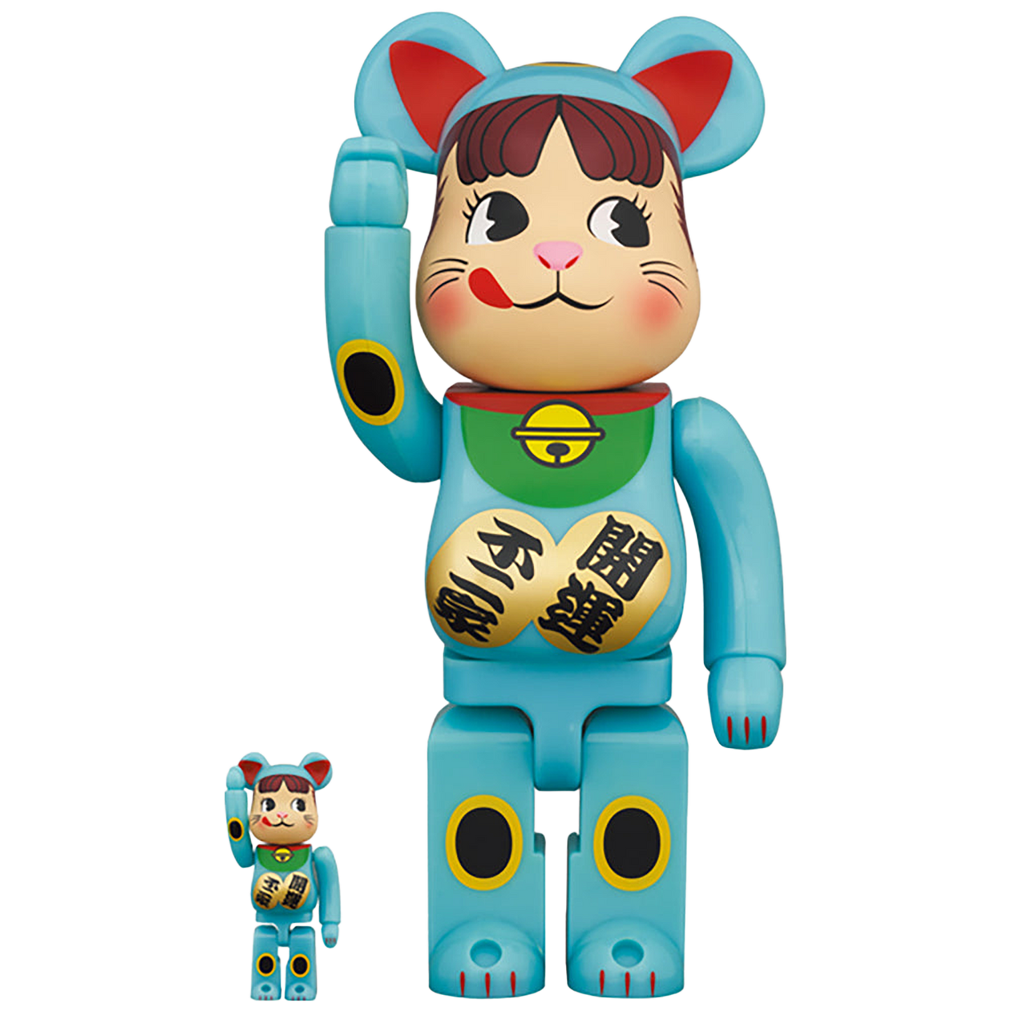 BE@RBRICK 招き猫 ペコちゃん 青蓄光 100％ ＆ 400％