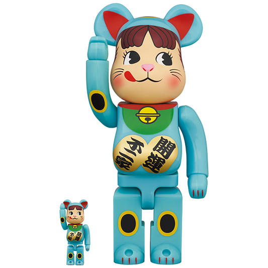 BE@RBRICK 招き猫 ペコちゃん 青蓄光 100％ ＆ 400％