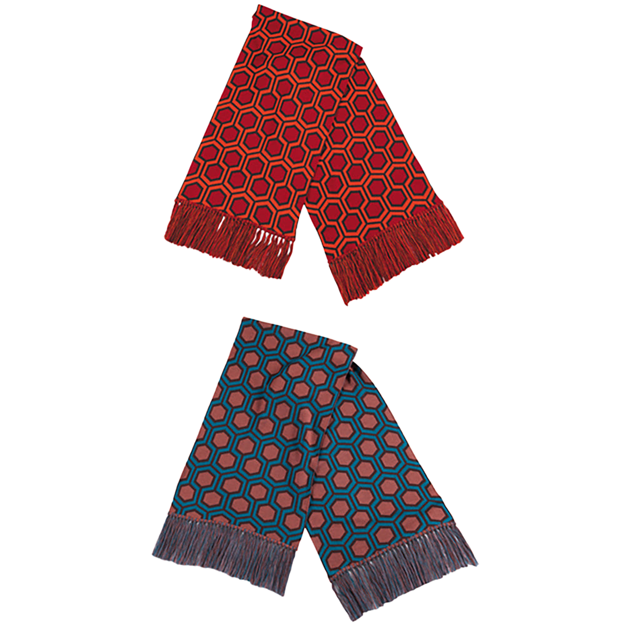 KNIT GANG COUNCIL "THE SHINING" KNIT SCARF "CARPET" ORANGE／TURQUOISE