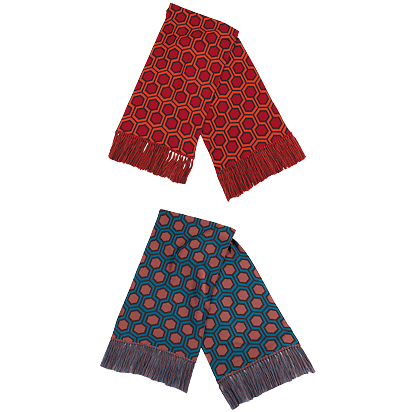 KNIT GANG COUNCIL "THE SHINING" KNIT SCARF "CARPET" ORANGE／TURQUOISE