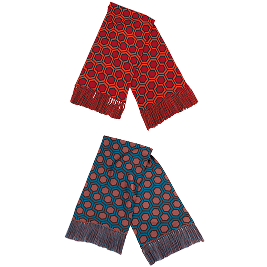 KNIT GANG COUNCIL "THE SHINING" KNIT SCARF "CARPET" ORANGE／TURQUOISE